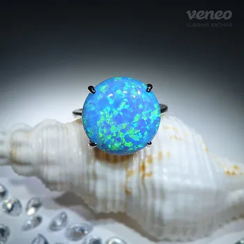 Prsten Diana 14 – prsten se světle modrým opálem, Materiál: Stříbro, ryzost 925/1000