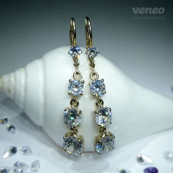 Náušnice Patricie - náušnice s čirými zirkony, Materiál: Bílé zlato, ryzost 585/1000