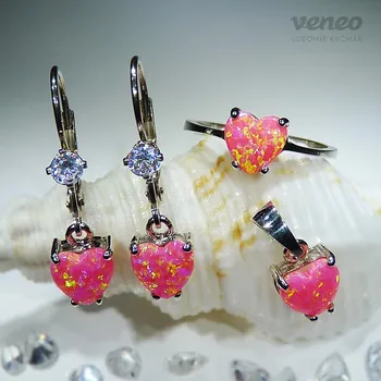 Souprava šperků Odeta - souprava šperků s venezuelskými opály a čirými zirkony, Materiál: Růžové zlato, ryzost 585/1000