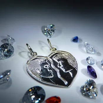 Přívěsek Přívěsek srdce velké plastické-rozlamovací Z039, Materiál: Bílé zlato, ryzost 585/1000