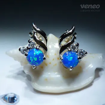 Náušnice Vega – náušnice s thajskými opály a čirými zirkony, Materiál: Bílé zlato, ryzost 585/1000