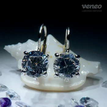 Náušnice Diana 7 - náušnice s čirými zirkony, Materiál: Bílé zlato, ryzost 585/1000