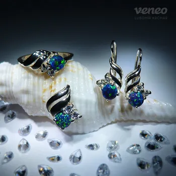 Souprava šperků Vega - sada šperků s amazonskými opály a čirými zirkony, Materiál: Růžové zlato, ryzost 585/1000