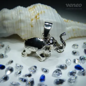 Přívěsek Přívěsek slon velký plastický Z409, Materiál: Bílé zlato, ryzost 585/1000