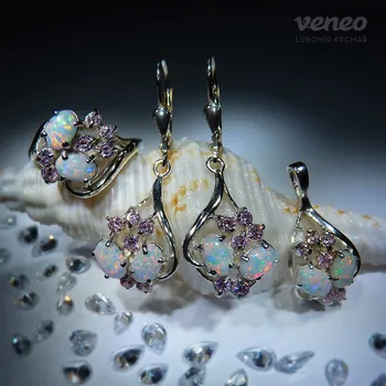 Souprava šperků Penelope – souprava šperků s australskými opály a růžovými zirkony, Materiál: Růžové zlato, ryzost 585/1000