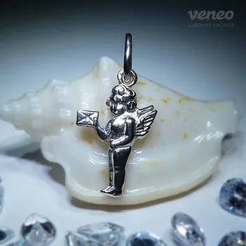 Přívěsek Veneo Přívěsek andělíček Z028 Stříbrná