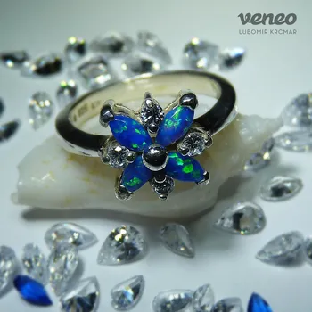 Prsten Andromeda - prsten s thajskými opály a čirými zirkony, Materiál: Stříbro, ryzost 925/1000