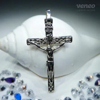 Přívěsek Přívěsek kříž s Kristem velký Z136, Materiál: Bílé zlato, ryzost 585/1000