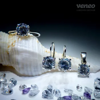 Souprava šperků Diana 7 - sada šperků s čirými zirkony, Materiál: Růžové zlato, ryzost 585/1000