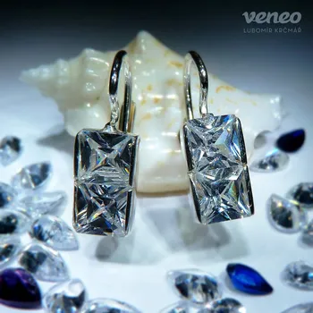 Náušnice Manhattan - náušnice s čirými zirkony, Materiál: Bílé zlato, ryzost 585/1000