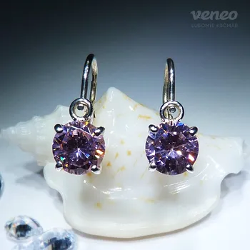 Náušnice Diana 6 - dětské náušnice s růžovými zirkony, Materiál: Bílé zlato, ryzost 585/1000