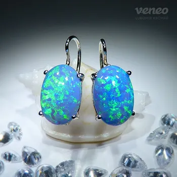 Náušnice Ariana 12 - náušnice se světle modrými opály, Materiál: Bílé zlato, ryzost 585/1000