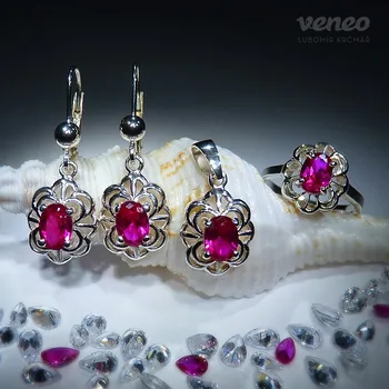 Souprava šperků Baroko - sada šperků s rubíny, Materiál: Růžové zlato, ryzost 585/1000