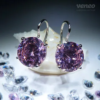 Náušnice Diana 10 – náušnice s růžovými zirkony, Materiál: Bílé zlato, ryzost 585/1000