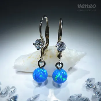 Náušnice Persefona - náušnice s thajskými opály a čirými zirkony, Materiál: Bílé zlato, ryzost 585/1000