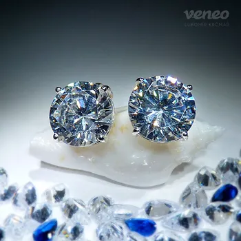 Náušnice Diana 10 - náušnice s čirými zirkony, Materiál: Růžové zlato, ryzost 585/1000