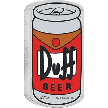 THE SIMPSONS OBLÍBENÉ PIVO HOMERA coin Simpson Duff Beer Coloured - 1 oz stříbrná mince
