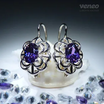 Náušnice Baroko - náušnice s ametysty, Materiál: Bílé zlato, ryzost 585/1000