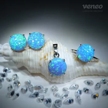 Souprava šperků Diana 10 - sada šperků se světle modrými opály, Materiál: Růžové zlato, ryzost 585/1000