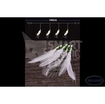 Rybářský háček Návazec na makrely s bílým peřím #2/0 Aquantic