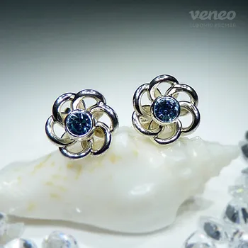 Náušnice Náušnice s akvamaríny a plastikou , Materiál: Bílé zlato, ryzost 585/1000