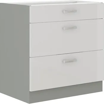Kuchyňská skříňka Spodní skříňka se šuplíky PREMIUM BOX BIANKA bílý lesk / šedá 80 D 3S BB