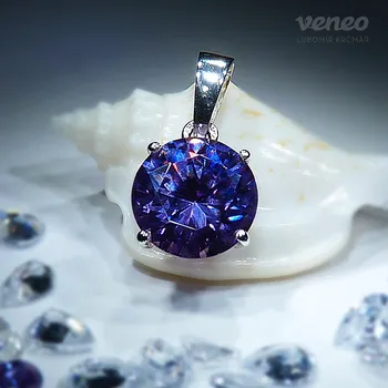 Přívěsek Diana 10 – přívěsek s ametystem, Materiál: Bílé zlato, ryzost 585/1000