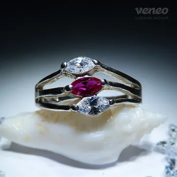 Prsten Clea - prsten s rubínem a zirkony , Materiál: Růžové zlato, ryzost 585/1000