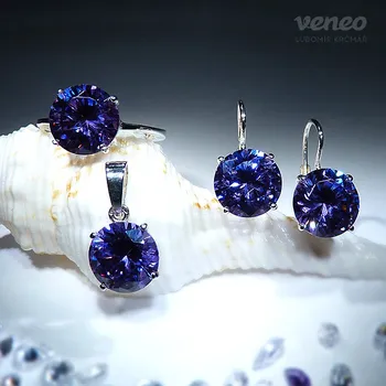 Souprava šperků Diana 10 – sada šperků s ametysty, Materiál: Bílé zlato, ryzost 585/1000