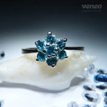 Prsten Astra – prsten s akvamaríny, Materiál: Růžové zlato, ryzost 585/1000