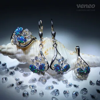 Souprava šperků Penelope – souprava šperků s amazonskými opály a čirými zirkony, Materiál: Růžové zlato, ryzost 585/1000