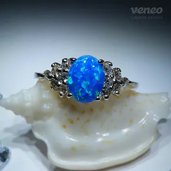 Prsten Princezna – prsten s thajským opálem a čirými zirkony, Materiál: Růžové zlato, ryzost 585/1000