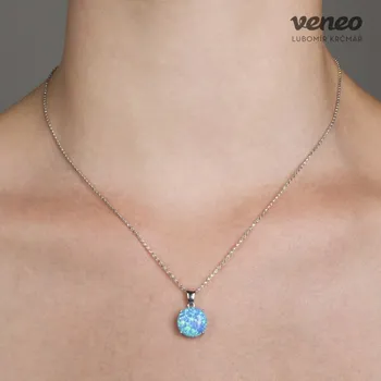 Přívěsek Diana 14 – přívěsek se světle modrým opálem, Materiál: Bílé zlato, ryzost 585/1000