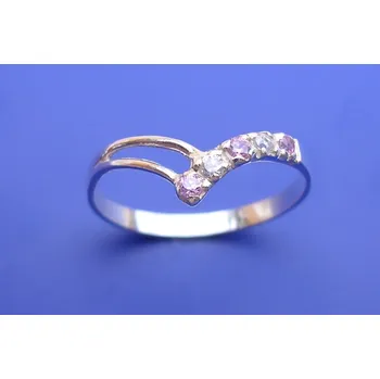 Prsten Anita - prsten s růžovými zirkony a zirkony , Materiál: Stříbro, ryzost 925/1000