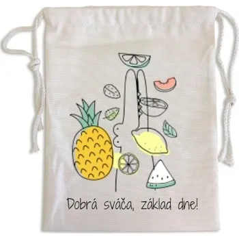 Školní sáček Bavlněný pytlík s potiskem Svačinový pytlík Krokodýl