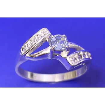 Prsten Brigita - prsten s akvamarínem a čirými zirkony , Materiál: Stříbro, ryzost 925/1000