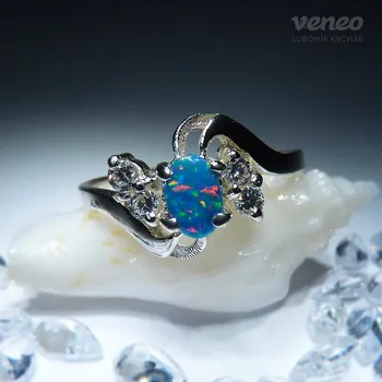 Prsten Sabrina - prsten s červenošedým opálem a čirými zirkony , Materiál: Růžové zlato, ryzost 585/1000