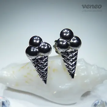 Náušnice Zmrzlina - Náušnice s plastikou, Materiál: Bílé zlato, ryzost 585/1000