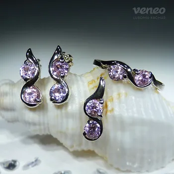 Souprava šperků Miriam - sada šperků s růžovými zirkony , Materiál: Růžové zlato, ryzost 585/1000