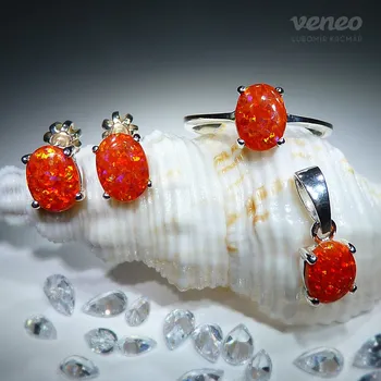 Souprava šperků Ariana 8 - souprava šperků s ohnivými opály, Materiál: Bílé zlato, ryzost 585/1000