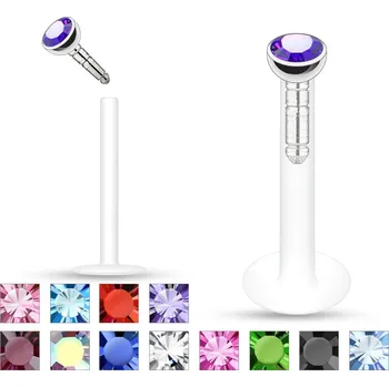 Piercing Piercingate Piercing do brady - BioFlex PLA00042 - Barva/Motiv: Černá, Délka tyčky: 8 mm, Kuličky: 2 mm, Průměr tyčky: 1,2 mm