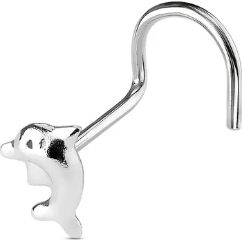 Piercing Piercingate Piercing do nosu (stříbro 925/1000) - delfínek PNO00111 - Materiál: Stříbro, Ryzost: 925/1000, Průměr tyčky: 0,8 mm