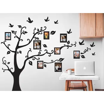 Samolepící dekorace Strom s fotorámečky samolepka na zeď 107 x 70 cm