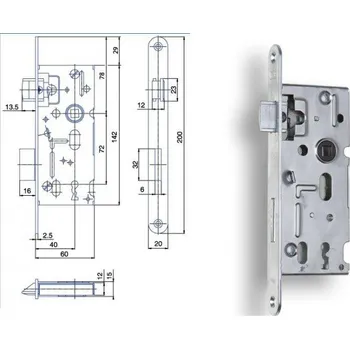 zadlabací zámek Zámek Hobes K 103 72/60 obyčejný | Dveře a&nbsp;dveřní příslušenství Zámky Zadlabací zámky Na cylindrickou vložku, na klíč Zadlabací zámky na klíč rozteč 72