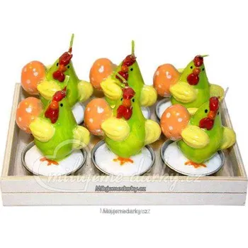 Svíčka Čajová svíčka tvarovaná, motiv Kohout - balení 6 ks