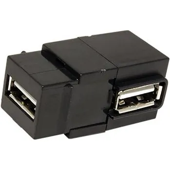 Elektrický konektor InLine Keystone spojka USB A(F) - USB A(F), 90°, černá (76202J) - 12.42.0112