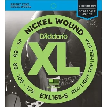 Struna pro kytaru a smyčcový nástroj D'Addario EXL165-5 Nickel Wound Bass - .045 - .135