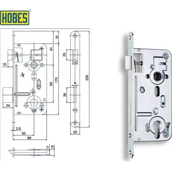 zadlabací zámek Zadlabávací zámek K 102 | Dveře a&nbsp;dveřní příslušenství Zámky Zadlabací zámky Na cylindrickou vložku, na klíč Zadlabací zámky na vložku rozteč 90