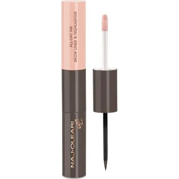 Tužka na obočí Naj-Oleari All-day Ink Brow Liner & Highlighter dlouhotrvající barva a rozjasňovač na obočí - 03 brunettes 2,8 ml + 3,1 ml