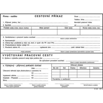 Tiskopis Cestovní příkaz s vyúčtováním A5, Optys
